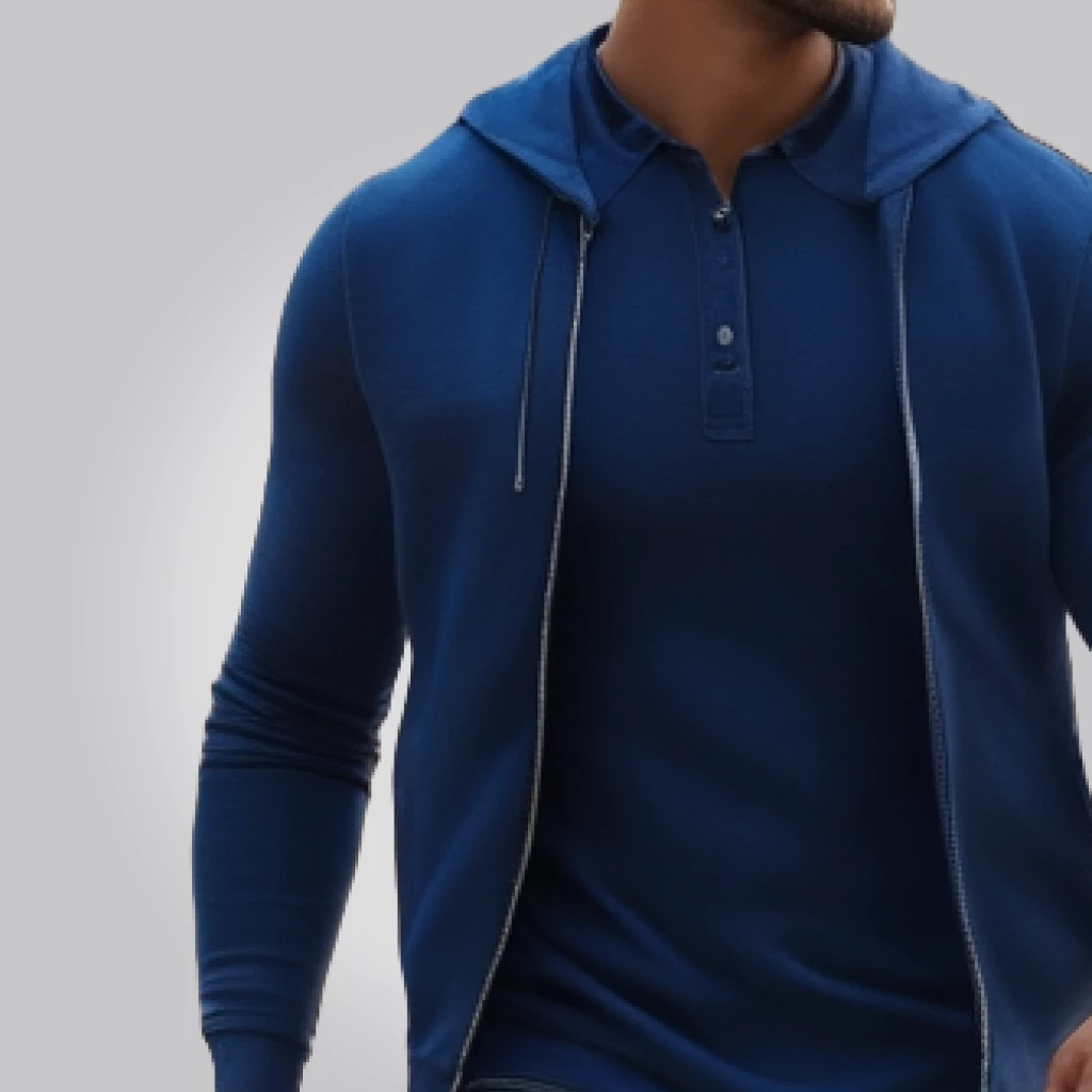 Coastal Breeze Men's Blue Zipper Hoodie-M