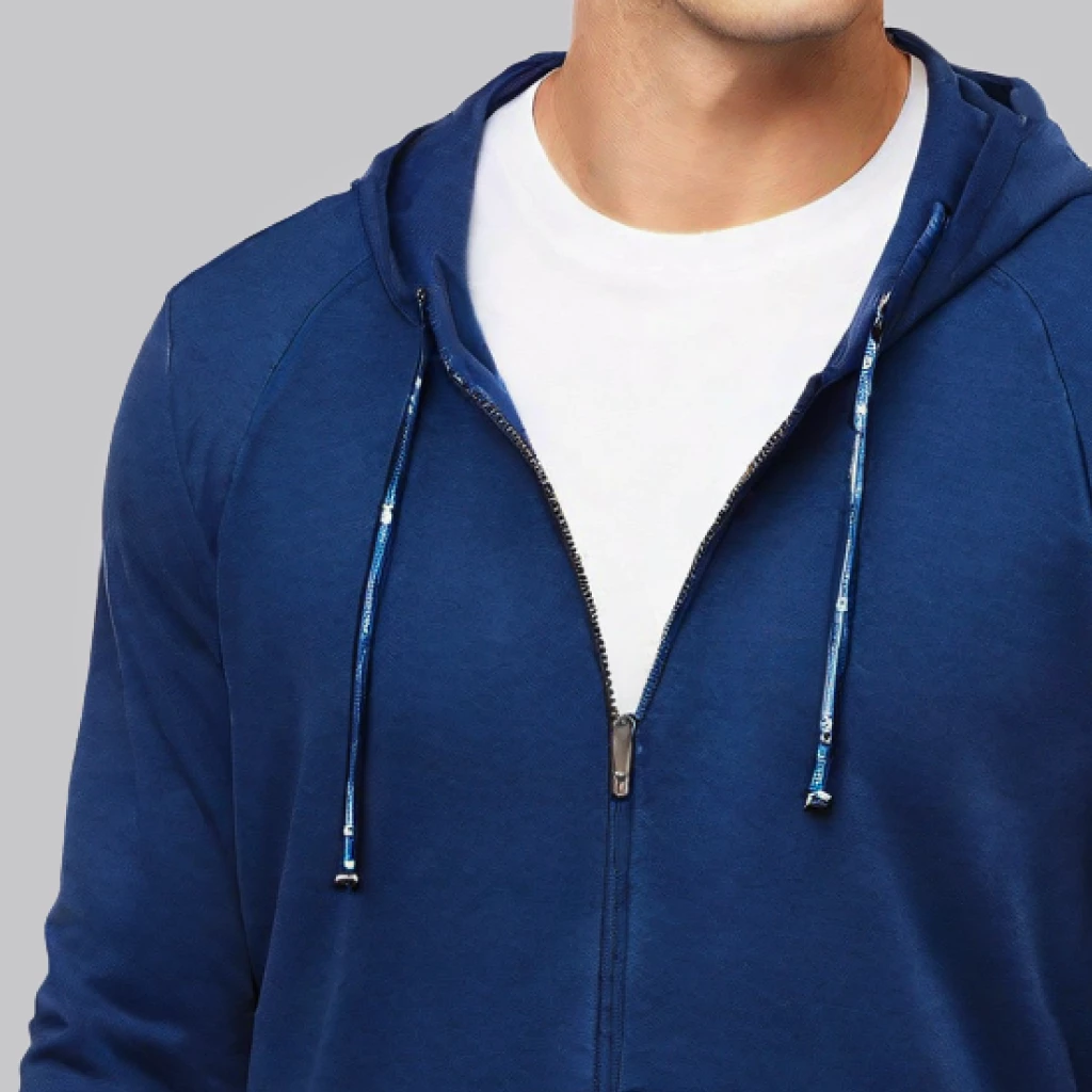 Coastal Breeze Men's Blue Zipper Hoodie-XL