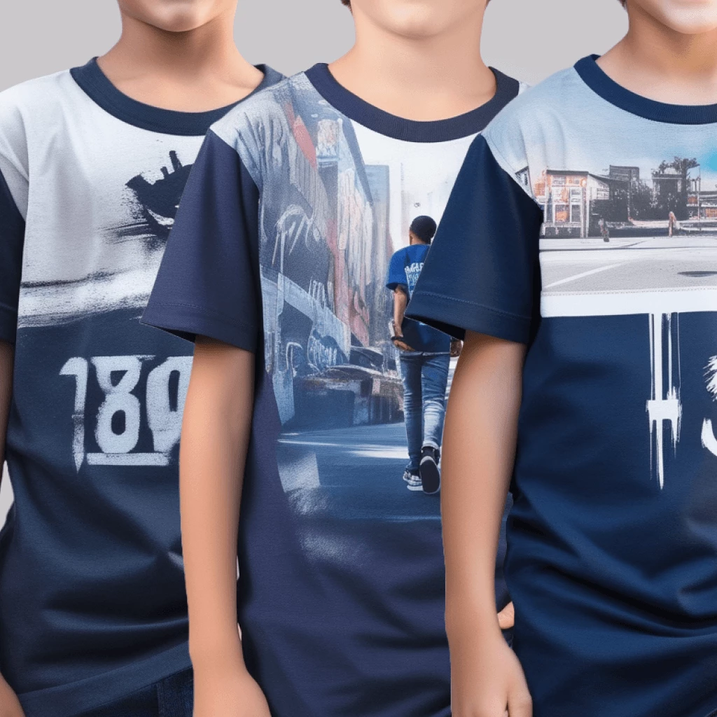 WaveRider Boys' Half Sleeve Blue Full Graphic Printed T-Shirt Pack