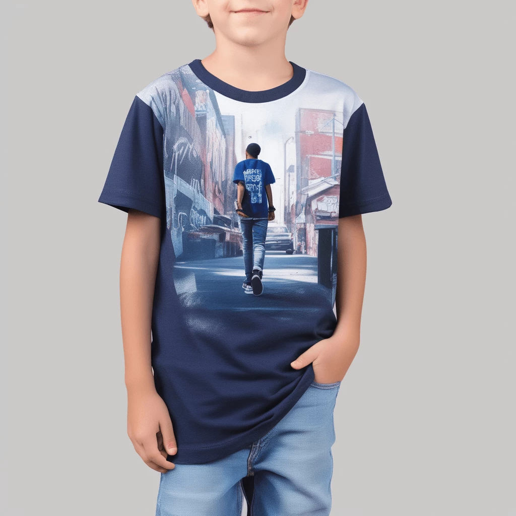 WaveRider Boys' Half Sleeve Blue Full Graphic Printed T-Shirt Pack